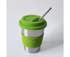 1 Set Coffee Cup Portable Heat Retaining Stainless Steel Home Car Office Insulated Cup for Car  Green