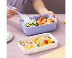 1 Set 1.1L Lunch Container with Lid Double Layers Microwave Safe Food Grade Reusable Dinnerware Silicone Sealed Well Bento Box for School Purple