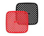 2Pcs Steamer Liner Non-Stick Perforated Design Round Silicone Fry Pan Baking Mat for Kitchen L,Square