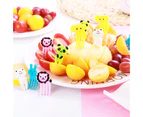 10Pcs Creative Plastic Mini Fruit Fork Lunch Decoration Cartoon Elephant Giraffe Bento Stick Party Favors A