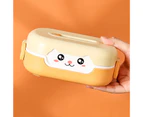 700ML Lunch Box Cartoon Cats Pattern Double Insulation Leakproof 2 Compartment Bento Boxes for Office Yellow