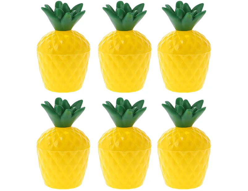 6Pcs Pineapple Cups with Lids Large Capacity Leak-proof BPA Free Drinkware Hawaiian Party Flower Straws Coconut Cups for Adults Kids Yellow
