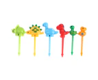 6Pcs/Set Fruit Fork Anti-slip Cartoon Plastic Dinosaur Shaped Bento Stick Party Supply  Mix Color