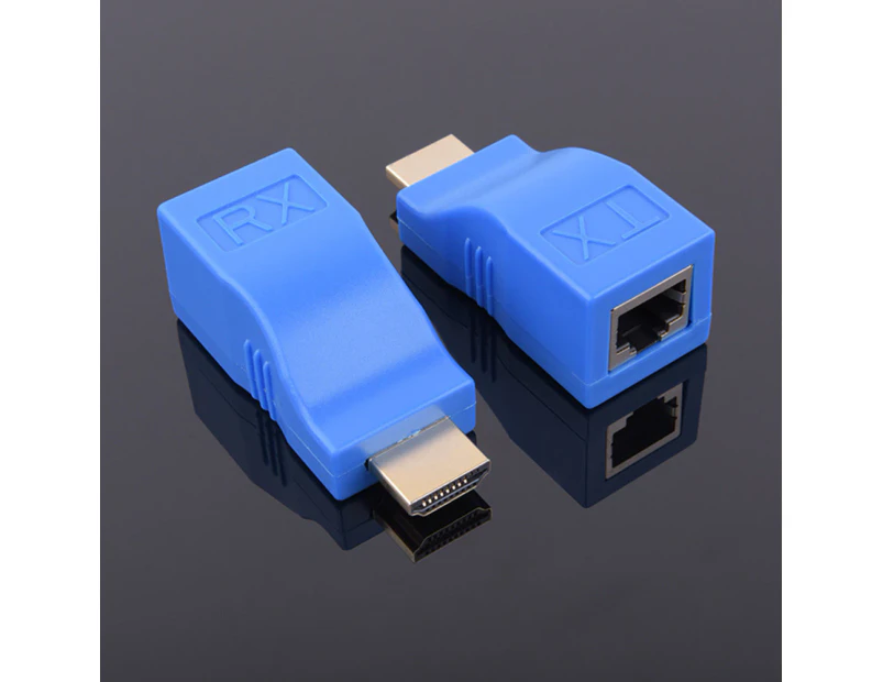 2Pcs 1080P HDMI-compatible Extender to RJ45 Over Cat 5e/6 LAN Ethernet Adapter Converter