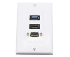 DOONJIEY USB+HDMI-compatible+VGA Ports Full High Clarity 1080P Audio Video Wall Plate Panel Faceplate