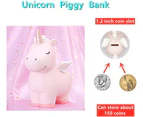 Large Unicorn Piggy Bank for Girl Kids, Resin Pink Coin Money Piggy Bank ,Girls Piggy Bank for Kids, Best Christmas Birthday Gift（8.5×8.5 Inches）