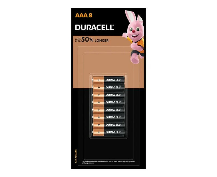 8pc Duracell Coppertop AAA Size Alkaline Battery Single Use Batteries