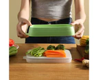 Fresh-keeping Rectangle Food Container Translucent Stackable Food Grade Large Capacity Microwave Safe Silicone Lunch Box for Leftover Grass  Green