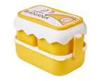Lunch Box 3 Compartment Double-layer Multi-grid Design Large Capacity Stackable Storage Food Student Office Worker Bento Case for Yellow