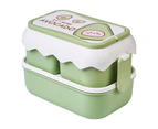 Lunch Box 3 Compartment Double-layer Multi-grid Design Large Capacity Stackable Storage Food Student Office Worker Bento Case for Green