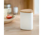 Toothpick Container Detachable Refillable Bamboo Lid Convenient Dining Table Toothpick Dispenser Kitchen Supplies  White