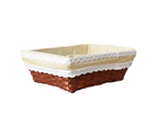 Ventilated Woven Storage Basket Strong Load-bearing Wood Cotton Flax Lace Woven Storage Box for-Dark Brown