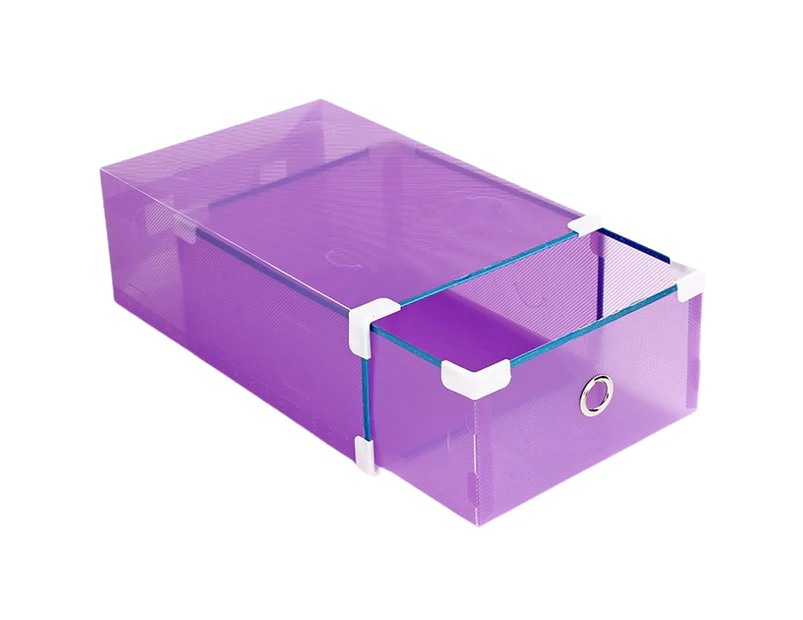 Shoes Organizer Stackable Dust-Proof Plastic Shoes Storage Bin for-Purple