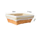 Ventilated Woven Storage Basket Strong Load-bearing Wood Cotton Flax Lace Woven Storage Box for-Log Color
