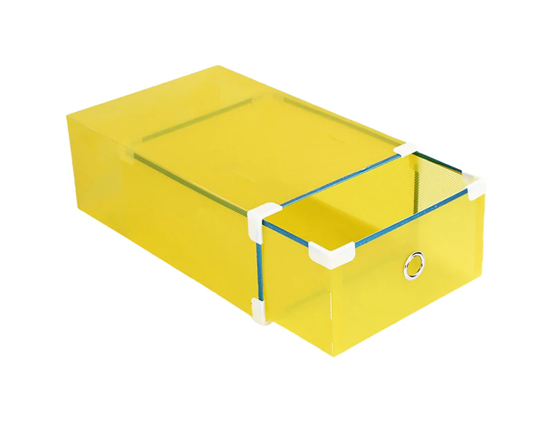 Shoes Organizer Stackable Dust-Proof Plastic Shoes Storage Bin for-Yellow