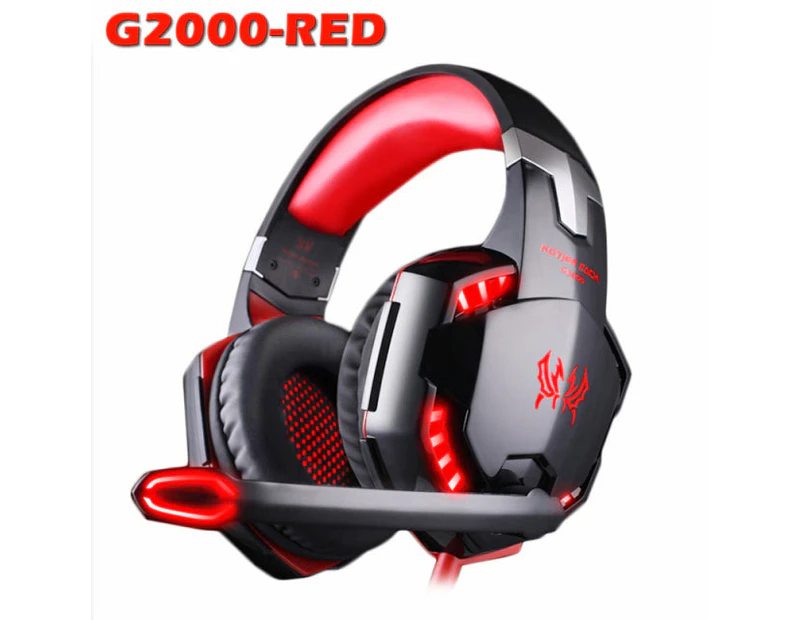Game Headphones Gaming Headsets Bass Stereo Over-head Earphone Casque Pc Laptop Microphone Wired Headset For Computer Ps4 Xbox / G2000  Red