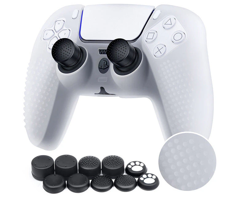 Anti-slip Silicone Cover For Ps5 Controller Case For Playstation 5 Skin Dualshock 5 Ps5 Accessories Thumb Grips Joystick Caps / White