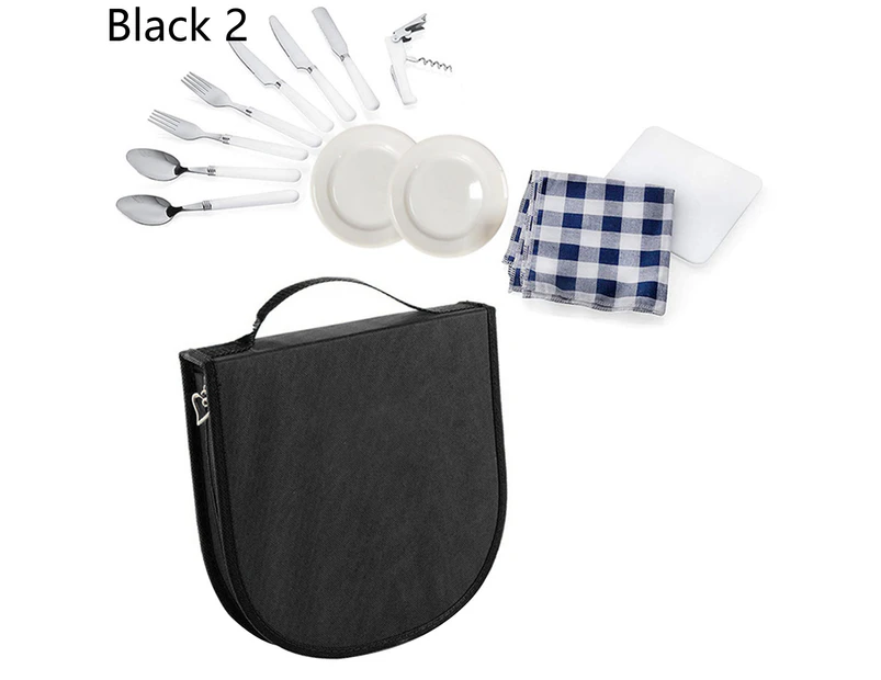 1Pc/1 Set Portable Picnic Set Rust-Proof Plastic Picnic Utensil Knife Bag Set for Camping Black 2