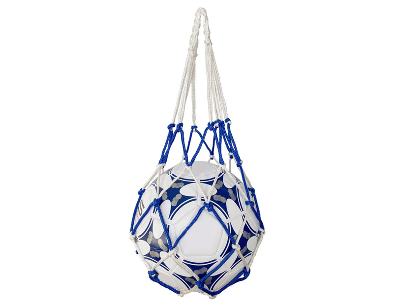 Net Bag Weaving Equipment Multi-colors Single Ball Mesh Bag for Gym Blue & White