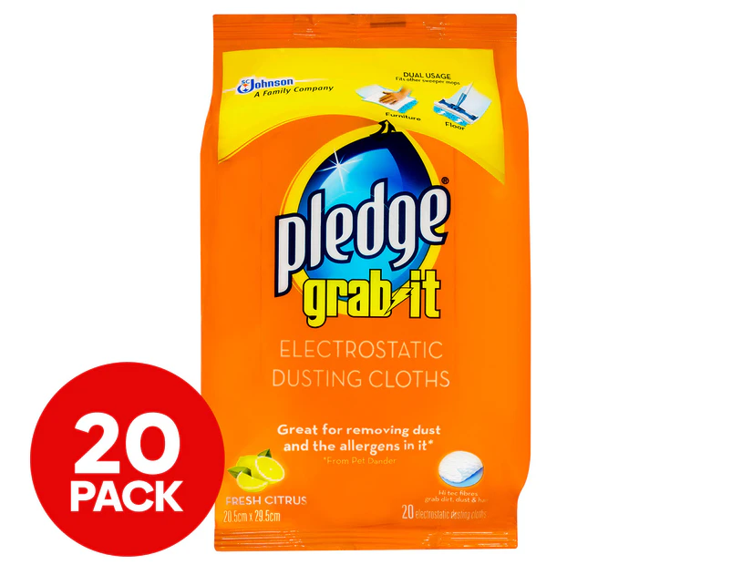Pledge Grab-It Electrostatic Dusting Cloths Fresh Citrus 20pk