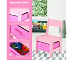 Giantex 3 in 1 Kids Table and Chairs Set Activity Play Draw Study Desk Toys Storage Box Gift for Girls