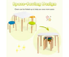 Giantex 5 Pieces Kids Table & Chair Set Colorful Seat & Non-slip Foot Pads Toddler Furniture Set for Kids Room Play Room Gift