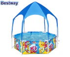 Bestway Kids Pool 183x51cm Steel Frame Swimming Play Pools Canopy 930L