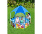 Bestway Kids Pool 183x51cm Steel Frame Swimming Play Pools Canopy 930L