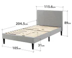 Zinus Nelly King Single Fabric Bed Frame - Light Grey