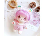 Doll Bodysuit Two-piece Set Cute Cartoon Prints Mini Outfit Wearable Pretend Toy Exquisite Doll Jumpsuit Headwear Set 20cm Idol Doll Clothes Girl - Pink