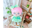 Doll Dress Soft Cute Mini Outfit Doll Dress Up Stylish Accessory Suspender Skirt Bow Headdress Set 20cm Doll Clothes Girl Pretend Game - Green