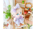 Doll Dress Soft Cute Mini Outfit Doll Dress Up Stylish Accessory Suspender Skirt Bow Headdress Set 20cm Doll Clothes Girl Pretend Game - Purple