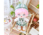 1 Set Doll Clothes Soft Cute Mini Sailor Uniform Cozy Touch Doll Dress Up Shirt Skirt Hat Bow Set 20cm Cotton Idol Doll Outfit Kids Girls Gift - Green
