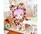 Doll Clothes Fashion Doll Dress Up Cute Ears Leopard Print Hooded Coat 20cm Doll Outfit Accessories Pretend Toy - Pink