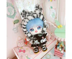 Doll Clothes Fashion Doll Dress Up Cute Ears Leopard Print Hooded Coat 20cm Doll Outfit Accessories Pretend Toy - Black
