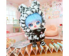 Doll Clothes Fashion Doll Dress Up Cute Ears Leopard Print Hooded Coat 20cm Doll Outfit Accessories Pretend Toy - Black