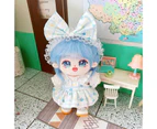 1 Set Idol Doll Clothing Adorable Bow Headdress Dress-up Toy Top Plaid Skirt Headwear Set Cotton Doll Clothes Birthday Gift - Blue