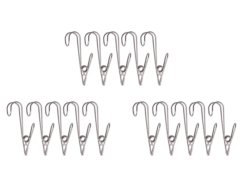 15Pcs Clip Hooks Metal Clothes Pins Multi-Purpose Hanging Clips for Office Bathroom Kitchen Living Room Etc