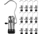 30PCS Laundry Hooks Boot Clips,Portable Hanging Pins, Stainless Steel Closet Organizer Hangers,Home Travel Hangers,for Hats,Pants,Towel (Black, 30)