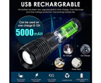 Rechargeable LED Torch High Lumen, Super Bright Powerful Tactical Torch, USB Fast Charging, 5 Light Modes, Zoomable