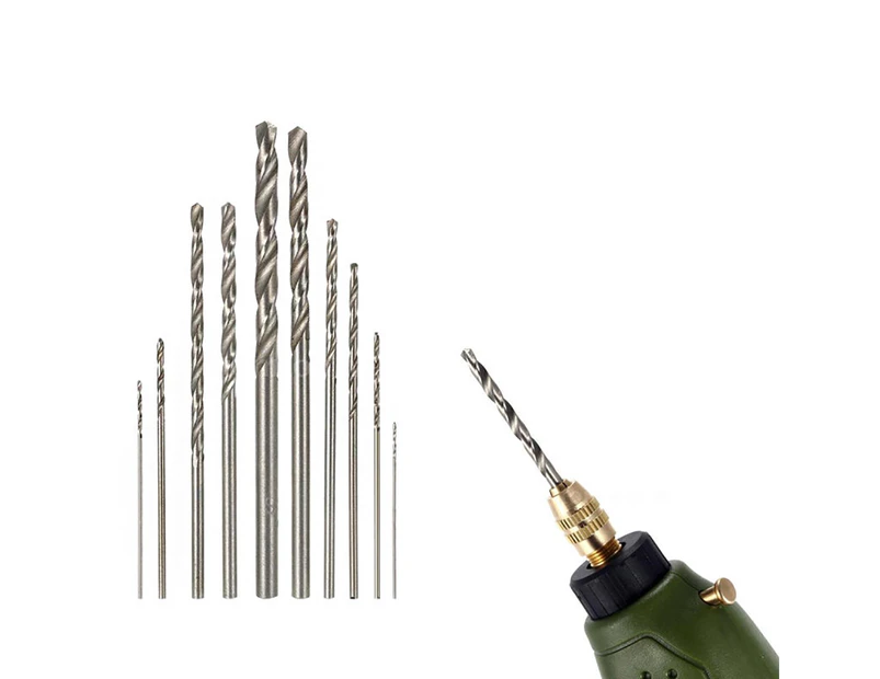 10Pcs Durable HSS High Speed White Steel Twist Drill Bit Set for Rotary Tool