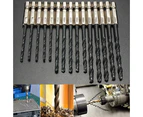 15 Pcs High Speed Steel Titanium Coated Twist Drill Bits Set 3 4 5mm Hex Shank
