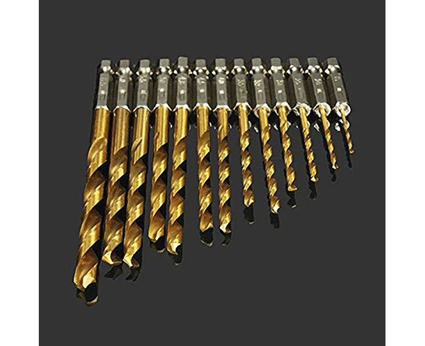 13x HSS Hex Shank Drill Bit Set Quick Change Titanium Coated Twist 1.5-6.5mm