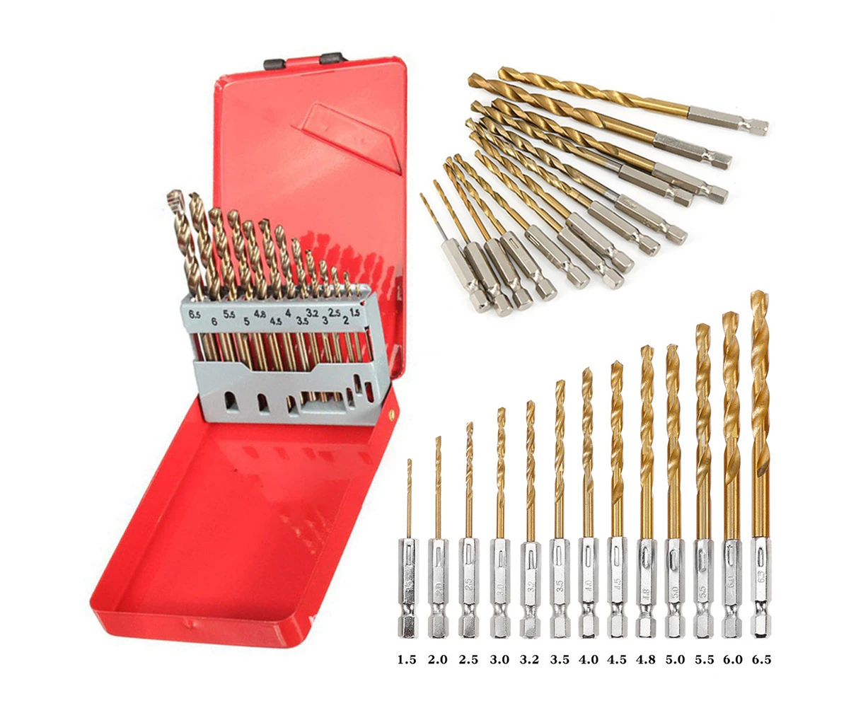 13Pcs Pneumatic Electric Screwdriver Hex Shank Twist Drill Bits Repair Tool Set