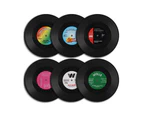 Drink Coasters Set Of 6, Retro Vinyl Coasters - Desk Protection To Prevent Damage To Furniture.
