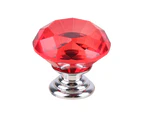 30mm Red Diamond-shape Faux Crystal European Style Furniture Zinc Alloy Handle