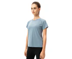 WeMeir Women's Short Sleeve Crewneck T-Shirts Soft Tech Tennis Tee Tops Quick Dry Sports Tops-Blue