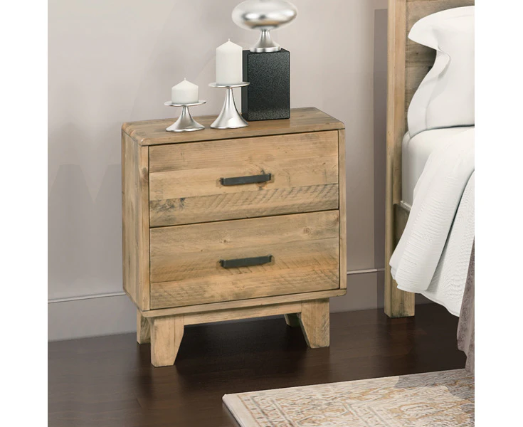 Bedside Table 2 drawers Side Table Night Stand Solid Wood Storage Light Brown Colour