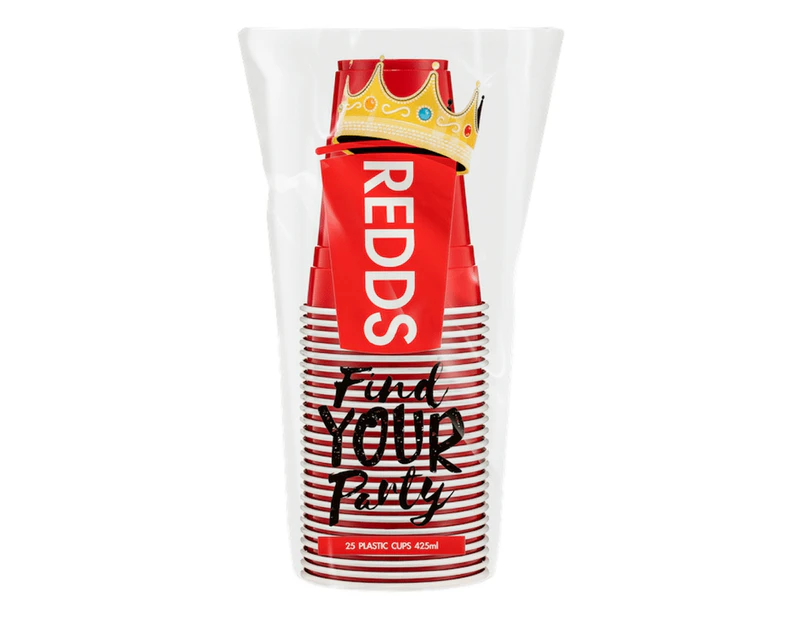 REDDS Red Beer Cups 425mL (25 Pack)