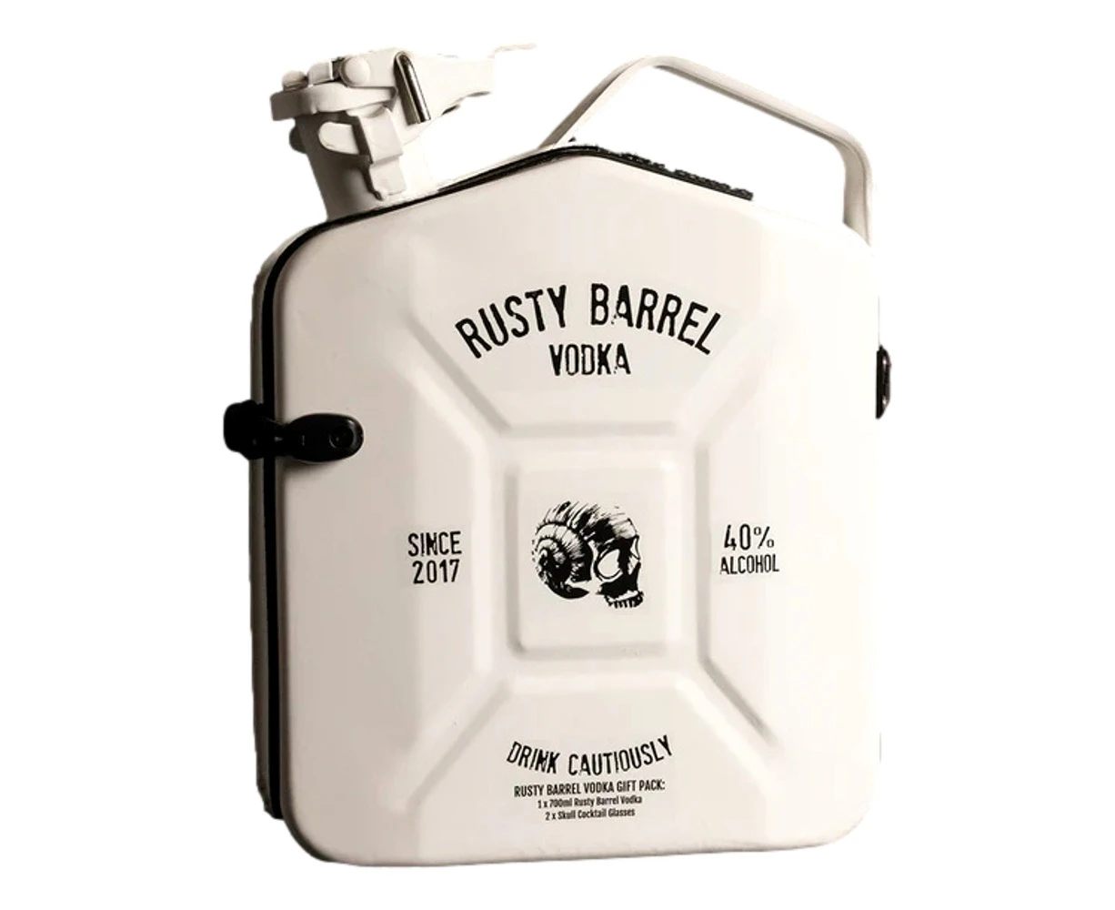 Rusty Barrel Vodka J erry Can Gift Pack - White